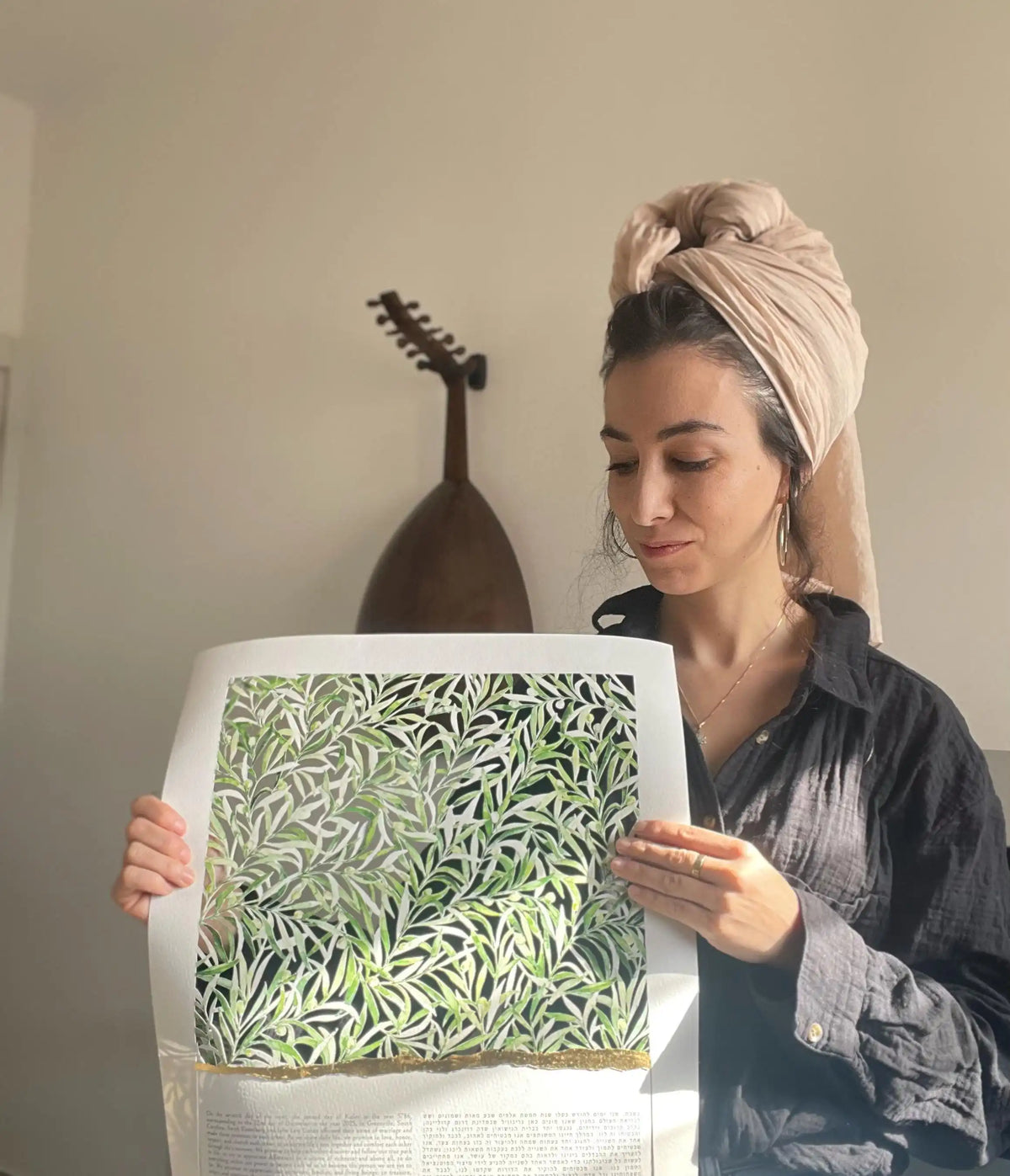 OLIVE Papercut Ketubah, Watercolor painted ketubah