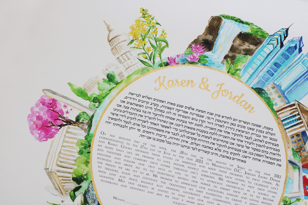 Watercolor Bespoke ketubah design