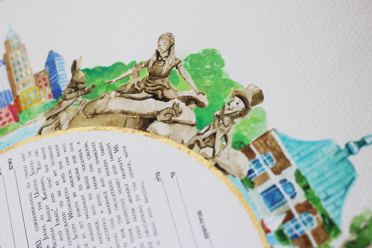 Watercolor Bespoke ketubah design