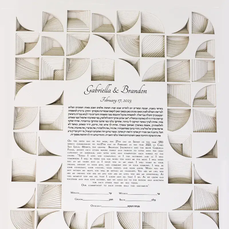 "CUBES" 19 layers Papercut Ketubah