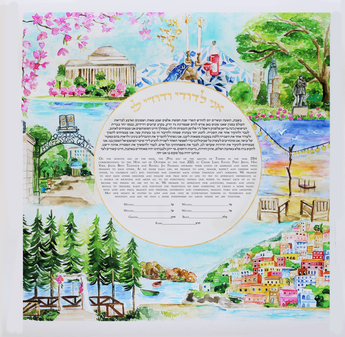 Watercolor Bespoke ketubah design