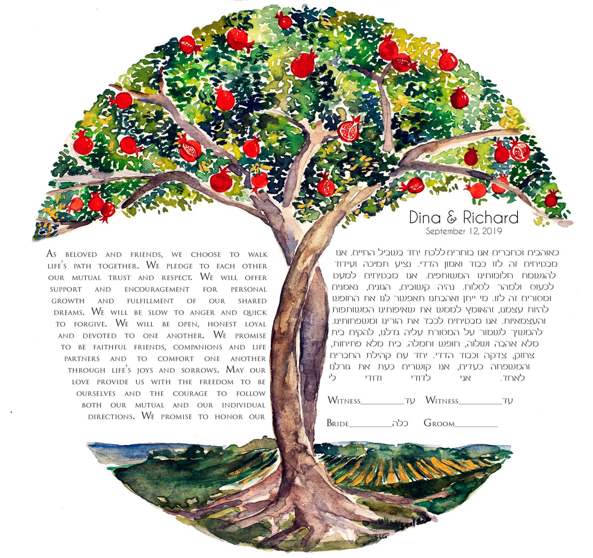 Tree ketubah Wedding Personalizes Ketubah Custom Interfaith Ketubah Orthodox Ketubah Jewish Wedding Certificate