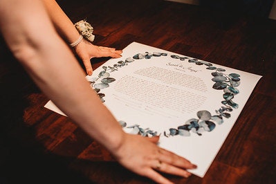 Ecalyptus Ketubah, Watercolor Ketubah Print