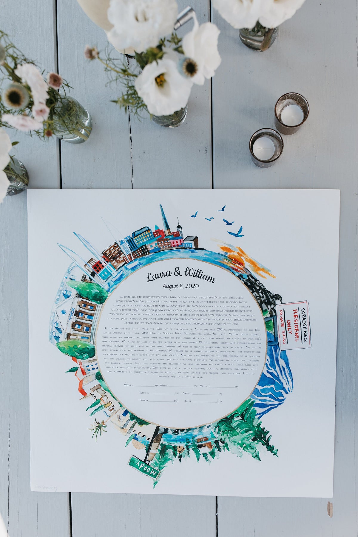 Custom Ketubah, Hand painted ketubah design