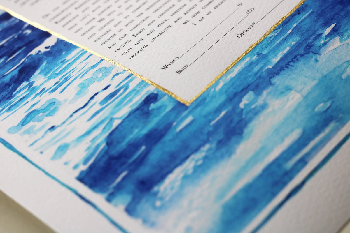 Ocean Ketubah, Custom Watercolor Ketubah