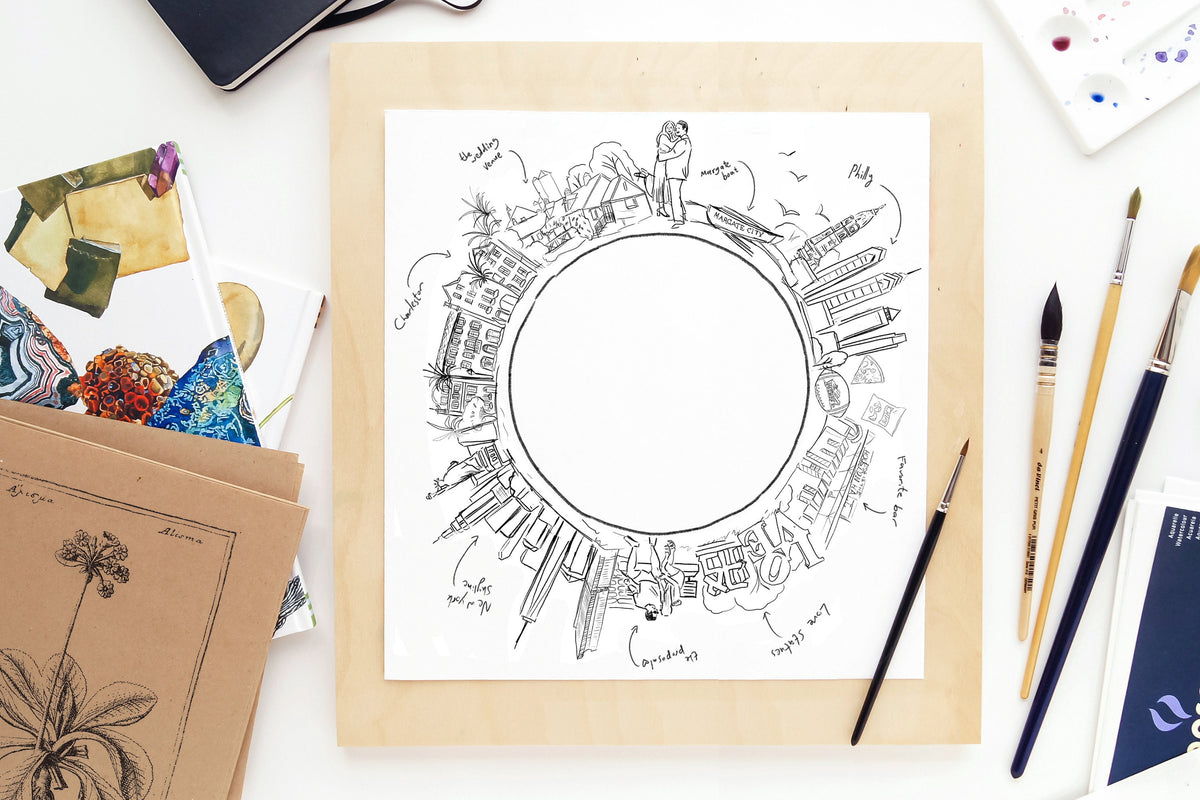 Watercolor Bespoke ketubah design