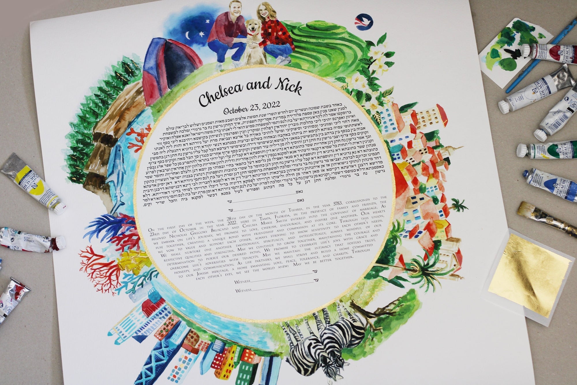 Custom Ketubah, Hand painted ketubah design