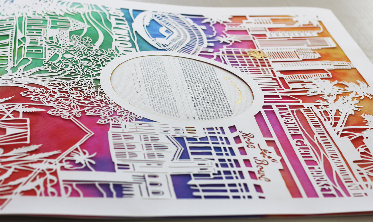 Papercut Custom made Ketubah, Bespoke Wedding Ketubah