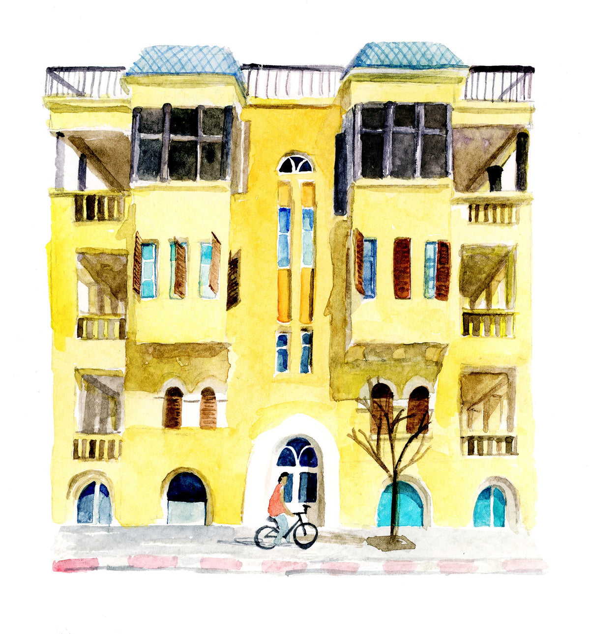 Tel Aviv Watercolor Art print, Israel Wall art