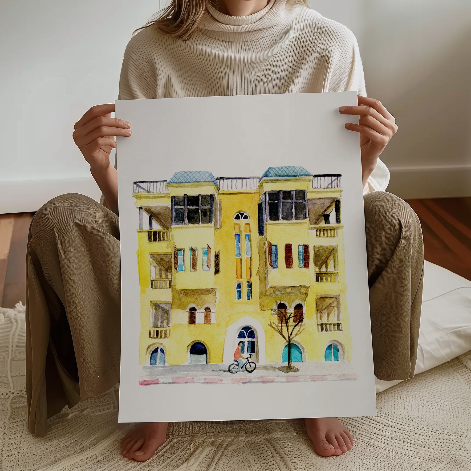 Tel Aviv Watercolor Art print, Israel Wall art