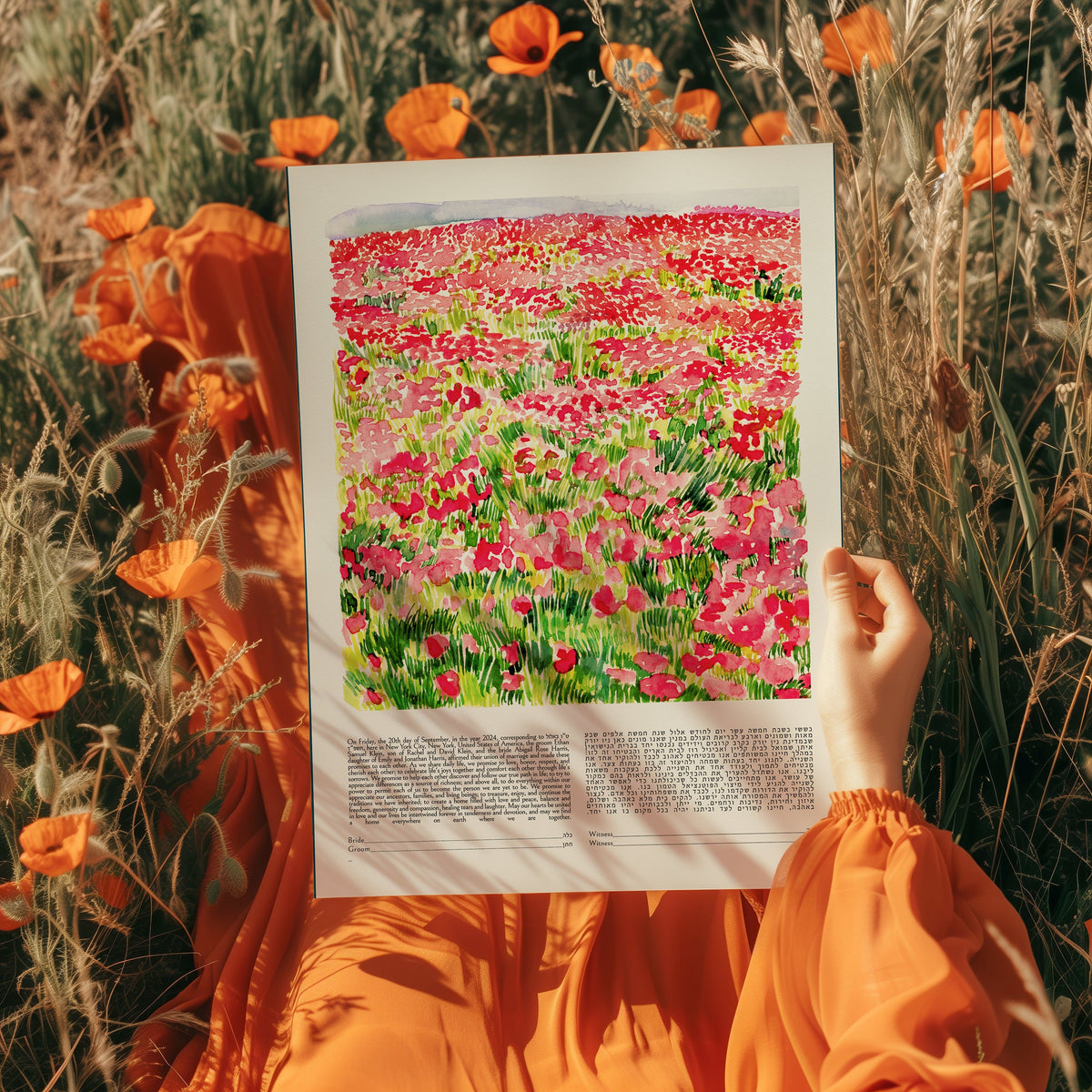 Be&#39;eri Ketubah, Watercolor ketubah print