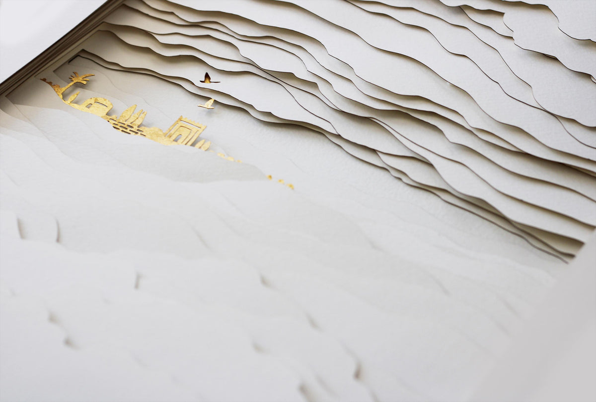 Jerusalem mountains ketubah | 3D papercut layers ketubah