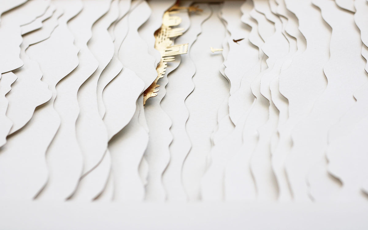 Jerusalem mountains ketubah | 3D papercut layers ketubah