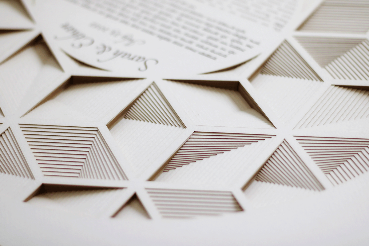 3D Papercut &quot;infinity&quot; Ketubah | Multilayer Geometric Ketubah