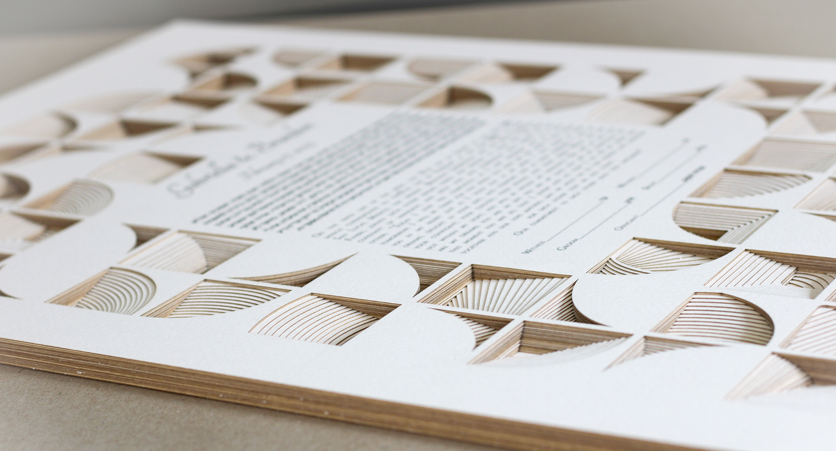 &quot;CUBES&quot; 19 layers Papercut Ketubah