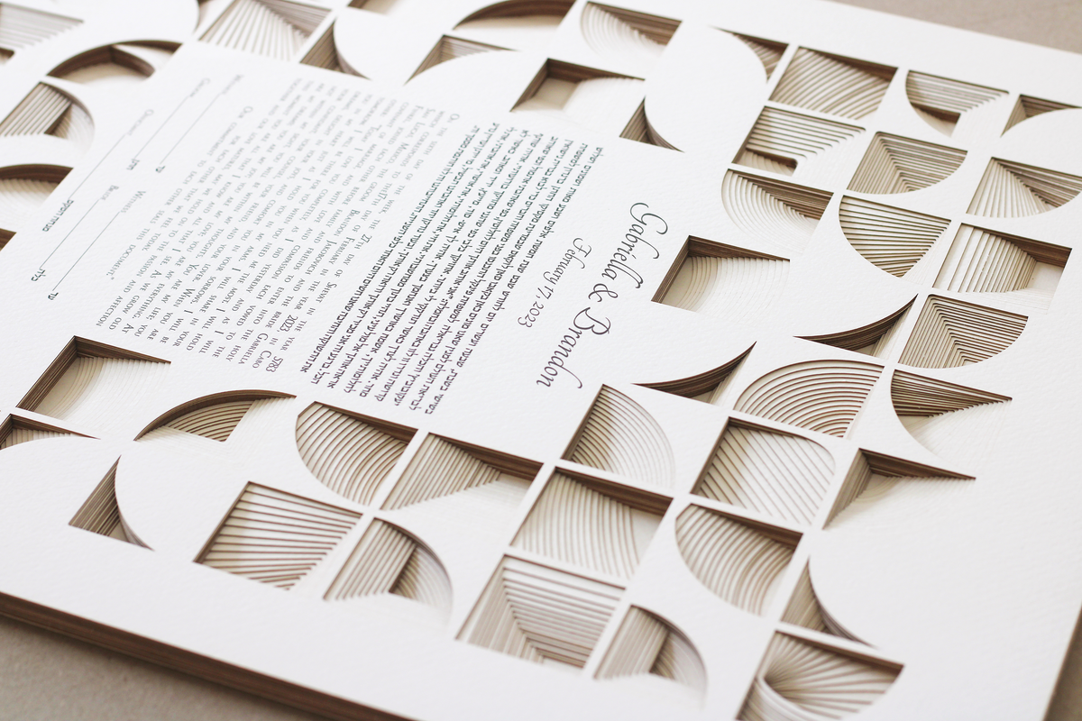 &quot;CUBES&quot; 19 layers Papercut Ketubah