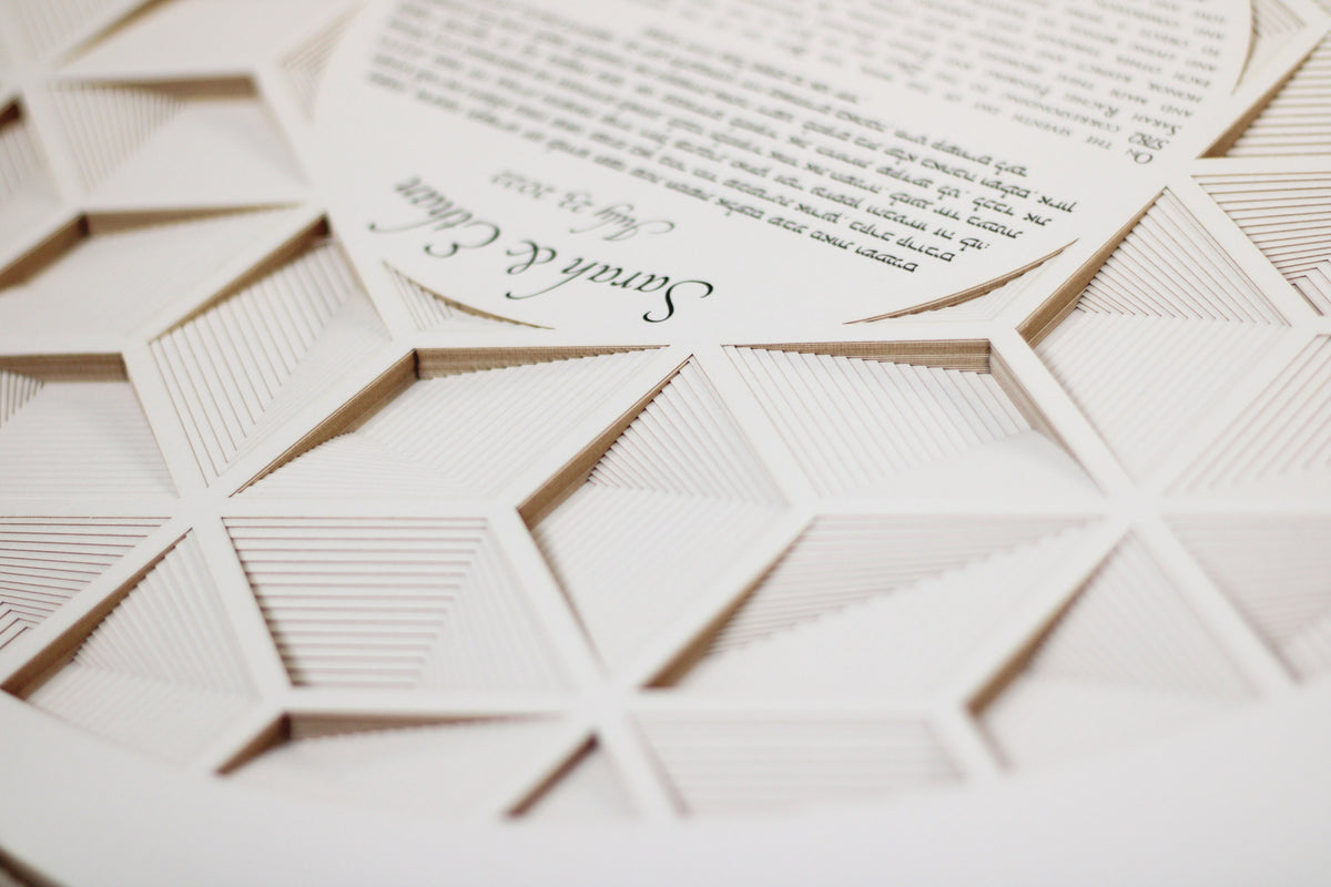 3D Papercut &quot;infinity&quot; Ketubah | Multilayer Geometric Ketubah
